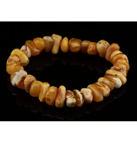 Egg Yolk nuggets Baltic amber stretch bracelet 7in