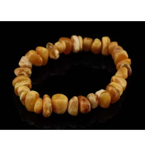 Egg Yolk nuggets Baltic amber stretch bracelet 7in