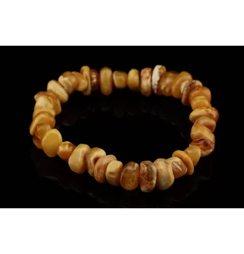 Egg Yolk nuggets Baltic amber stretch bracelet 8in