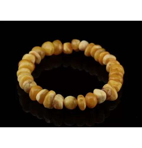 Egg Yolk nuggets Baltic amber stretch bracelet 8in