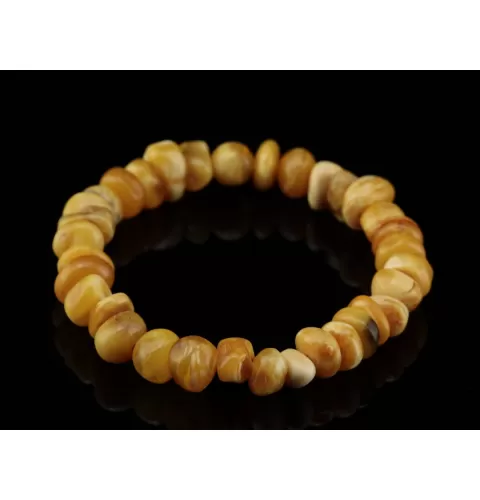 Egg Yolk nuggets Baltic amber stretch bracelet 8in