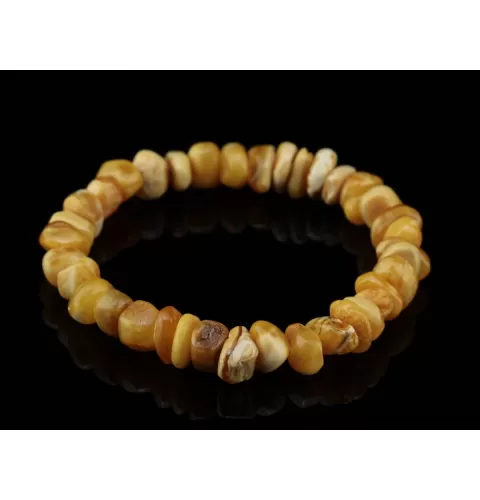 Egg Yolk nuggets Baltic amber stretch bracelet 8in