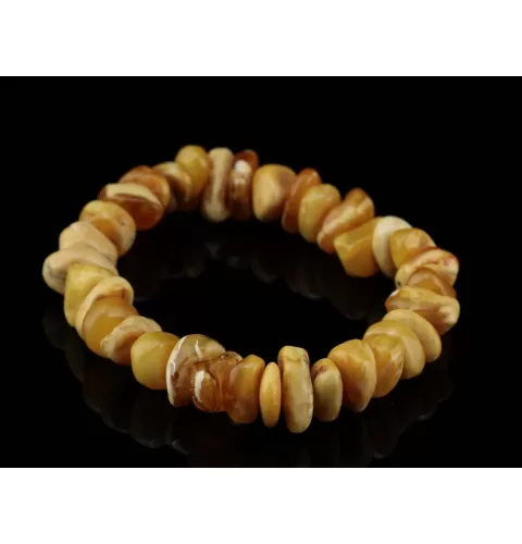 Egg Yolk nuggets Baltic amber stretch bracelet 8in