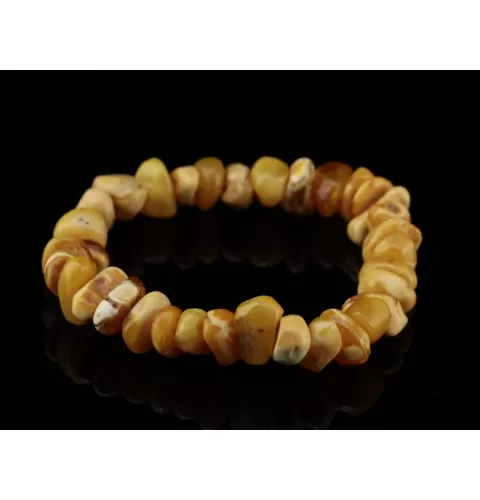 Egg Yolk nuggets Baltic amber stretch bracelet 8in