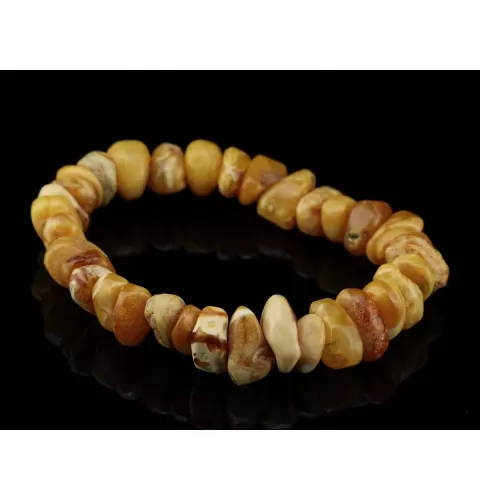 Egg Yolk nuggets Baltic amber stretch bracelet 8in