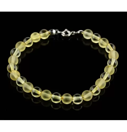 Lemon ROUND beads Baltic amber bracelet 7in