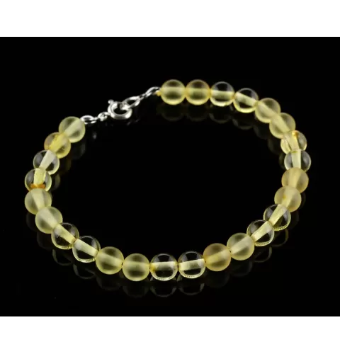 Lemon ROUND beads Baltic amber bracelet 7in