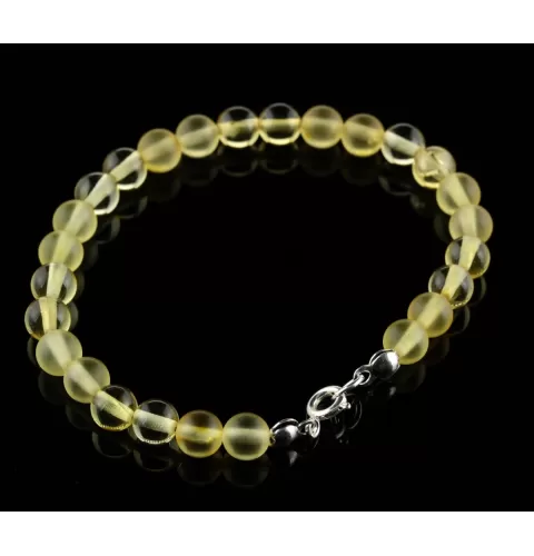 Lemon ROUND beads Baltic amber bracelet 7in