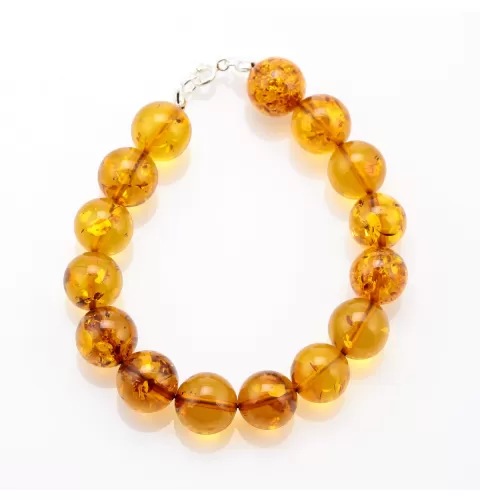Large round cognac beads Baltic amber bracelet 8in
