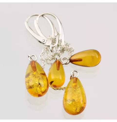 Teardrop Dangle Baltic Amber Fine Earrings