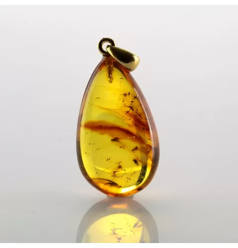 Drop Baltic amber pendulum pendant w insect inclusion