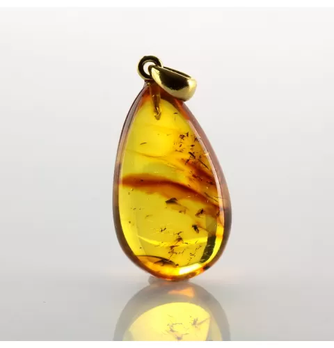 Drop Baltic amber pendulum pendant w insect inclusion