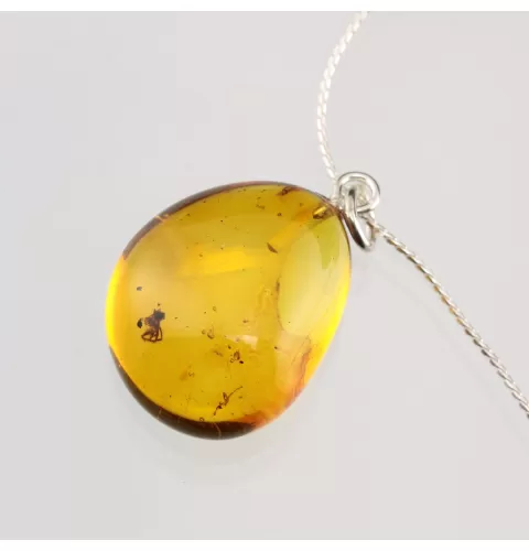 Baltic amber silver pendant w insect inclusion