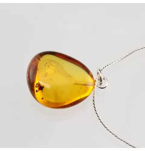 Baltic amber silver pendant w insect inclusion