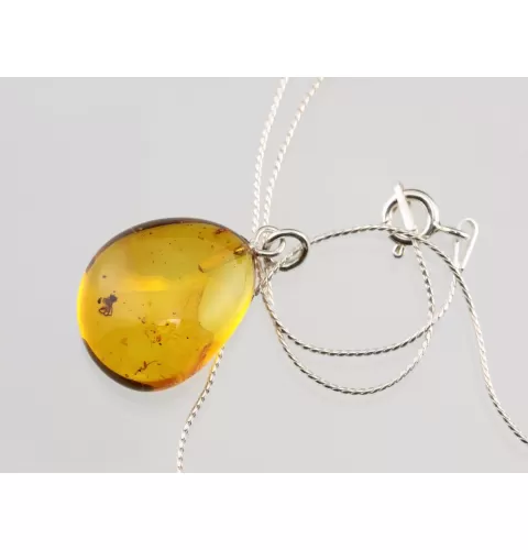 Baltic amber silver pendant w insect inclusion