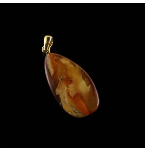 Vintage DROP Baltic Amber Gold Plated Pendant