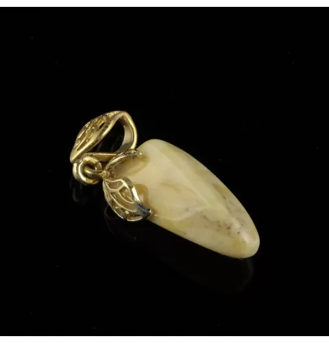 Free shape white Baltic amber carved pendant