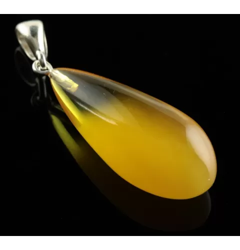 Butter DROP Genuine Baltic Amber Silver Pendant