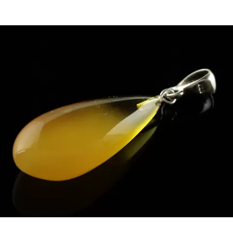 Butter DROP Genuine Baltic Amber Silver Pendant