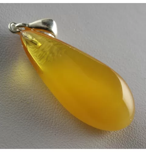 Butter DROP Genuine Baltic Amber Silver Pendant