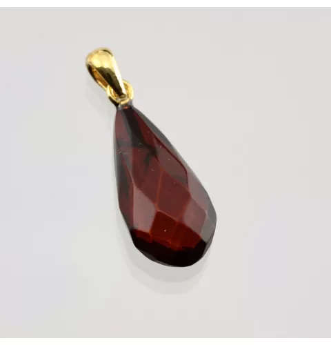 Facet Cut Baltic Amber Gold Plated Pendant