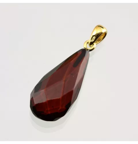 Facet Cut Baltic Amber Gold Plated Pendant
