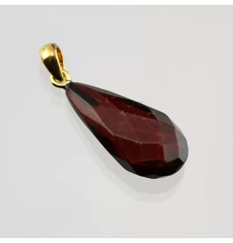 Facet Cut Baltic Amber Gold Plated Pendant