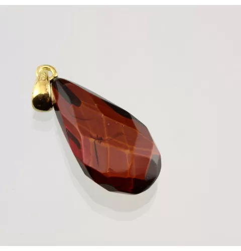 Facet Cut Baltic Amber Gold Plated Pendant