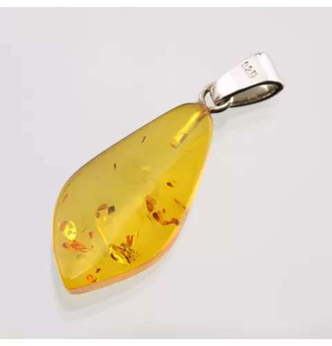 Free-shaped Baltic Amber Silver Pendant