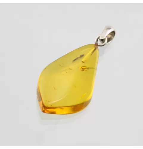 Free-shaped Baltic Amber Silver Pendant