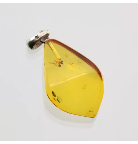 Free-shaped Baltic Amber Silver Pendant