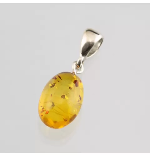Oval shaped Baltic Amber Silver Pendant
