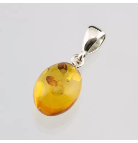 Oval shaped Baltic Amber Silver Pendant