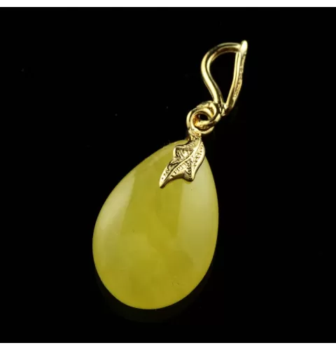 Butter DROP Genuine Baltic Amber Gold Plated Pendant