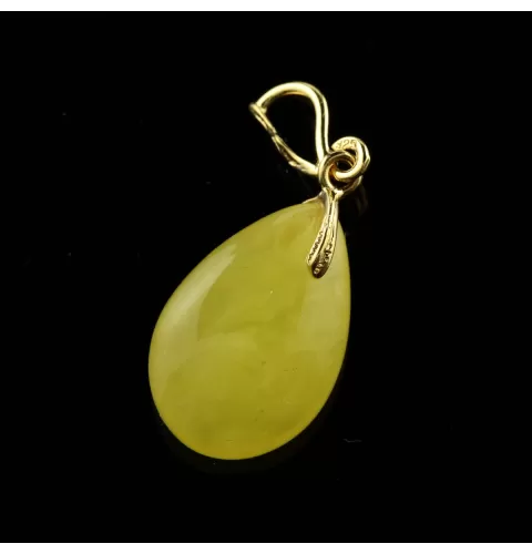 Butter DROP Genuine Baltic Amber Gold Plated Pendant