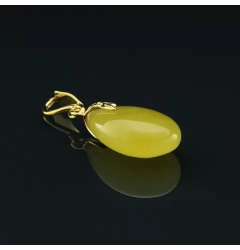 Butter DROP Genuine Baltic Amber Gold Plated Pendant