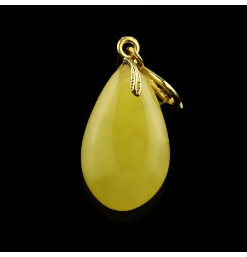 Butter DROP Genuine Baltic Amber Gold Plated Pendant