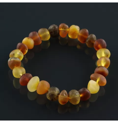 Raw BAROQUE beads Baltic amber adult stretch bracelet