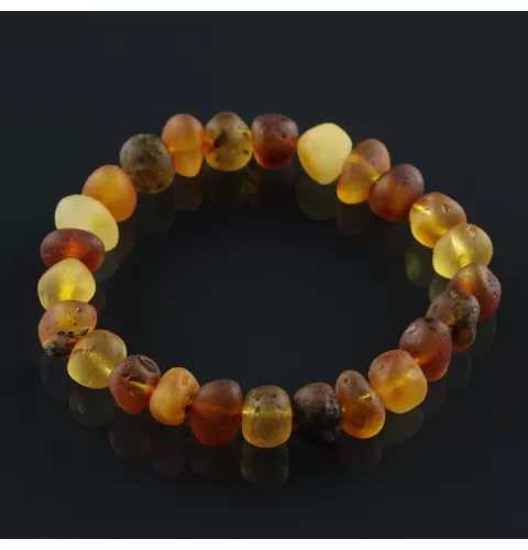 Raw BAROQUE beads Baltic amber adult stretch bracelet