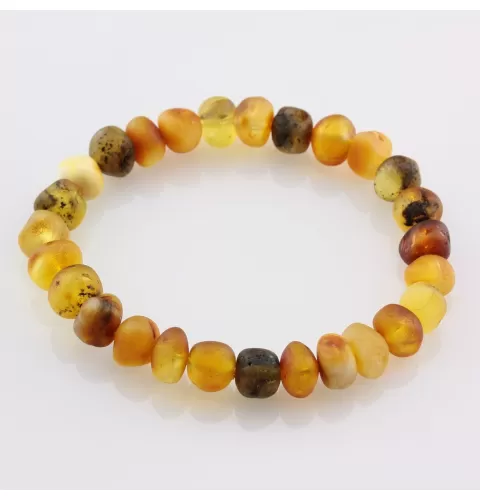 Raw BAROQUE beads Baltic amber adult stretch bracelet 7in