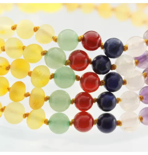 Gemstone Baltic Amber Teething Necklace for Baby