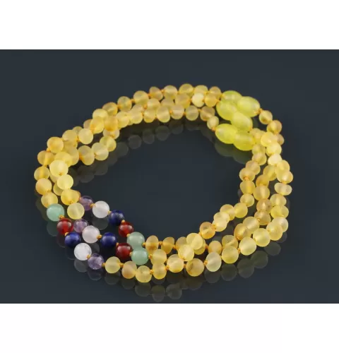 Gemstone Baltic Amber Teething Necklace for Baby