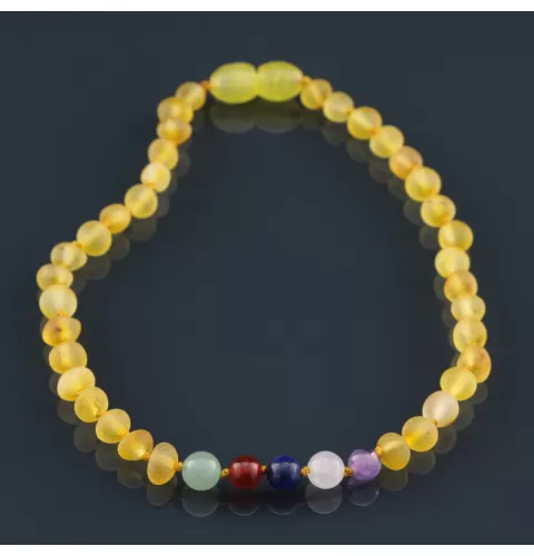Gemstone Baltic Amber Teething Necklace for Baby