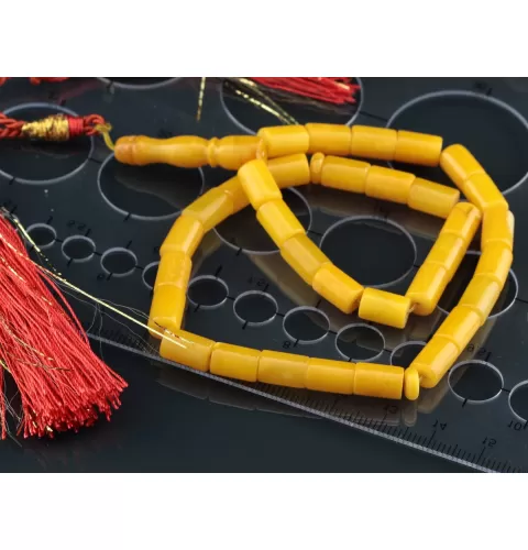 Islamic 33 Prayer BALTIC AMBER CYLINDER Beads Muslim Rosary