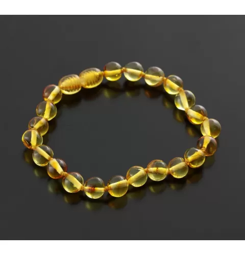 Honey BAROQUE beads Baltic amber adult bracelet 18cm
