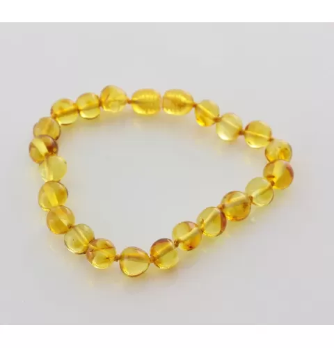 Honey BAROQUE beads Baltic amber adult bracelet 18cm