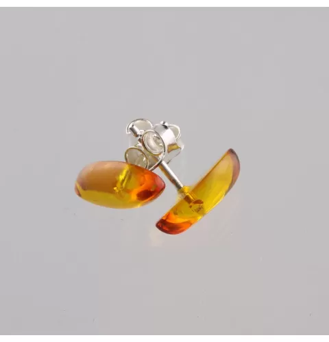 Cabochons Studs Baltic amber Silver Earrings