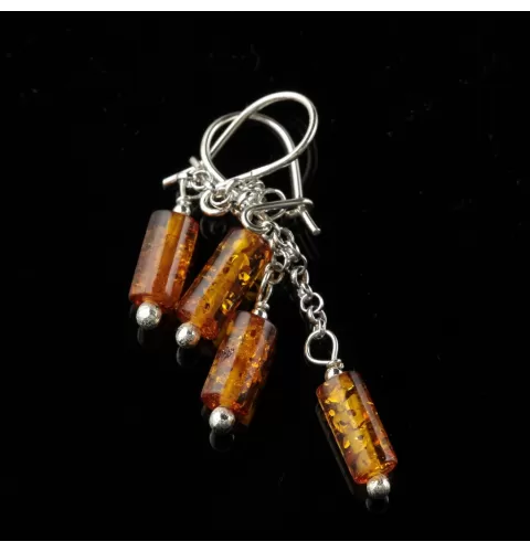 Baltic amber dangle sterling silver hook earrings