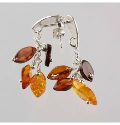Baltic amber dangle sterling silver studs earrings