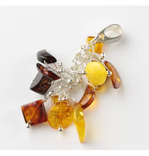 Dangling pieces Baltic amber pendant